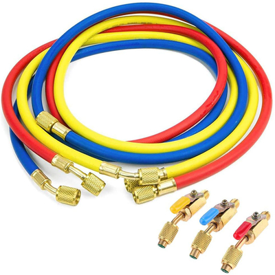 Practical R410-RV YV BV Manifold Gauge Set Charging Hose With Ball Valve