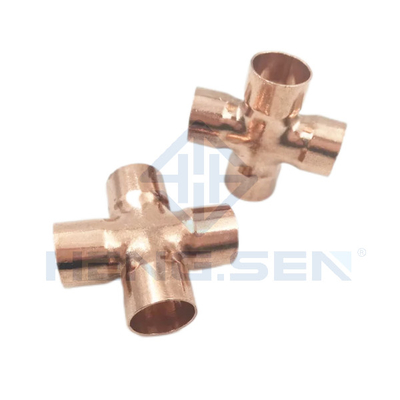 3/8 Forged Refrigeration Pipe Fittings Copper Cross Multipurpose