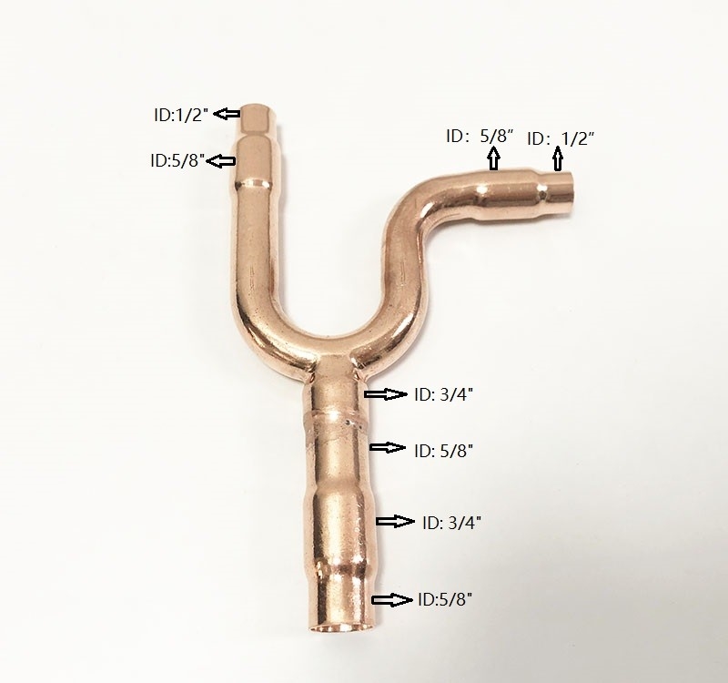 Copper VRV VRF Air condition Y branch Y joint branch pipe for HITACHI Model E-52SN