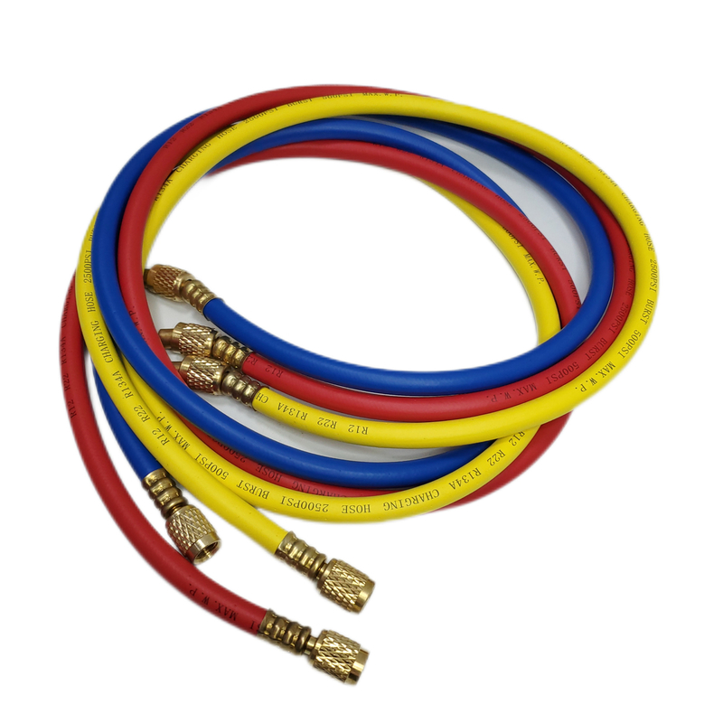 HVAC Rubber Manifold Gauge Set , R12 R22 R502 36inch Charging Hose Set