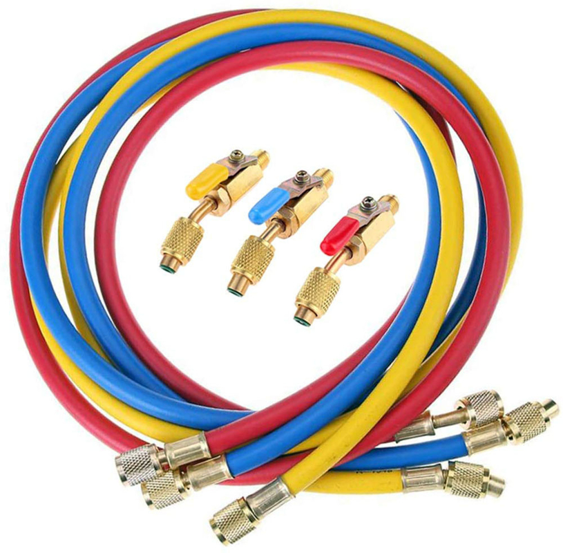 Practical R410-RV YV BV Manifold Gauge Set Charging Hose With Ball Valve