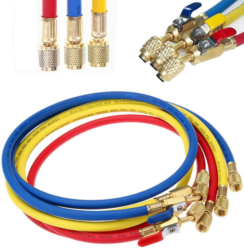 Practical R410-RV YV BV Manifold Gauge Set Charging Hose With Ball Valve