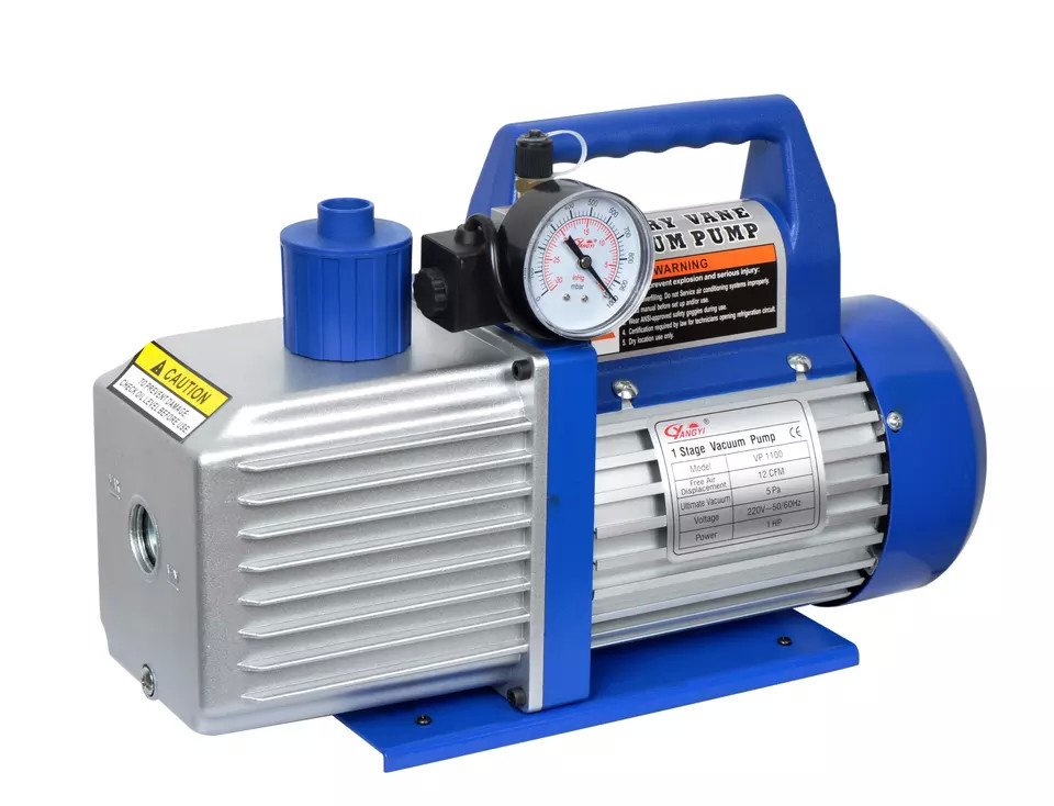 VP2100 12CFM 1HP Air Vacuum Pump Two Stage With Gauge Solenoid Valve