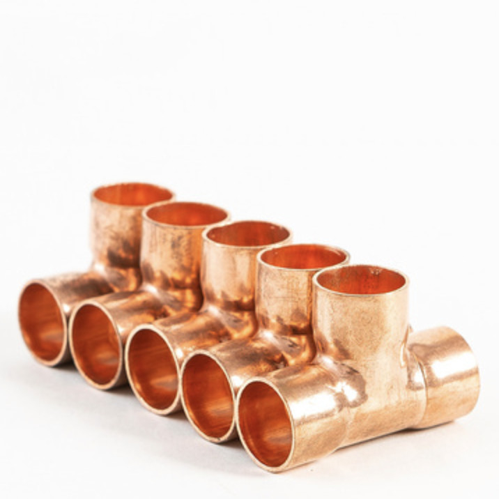 Forged Round Heat Copper Pipe Fittings Reducing Tee HVAC System