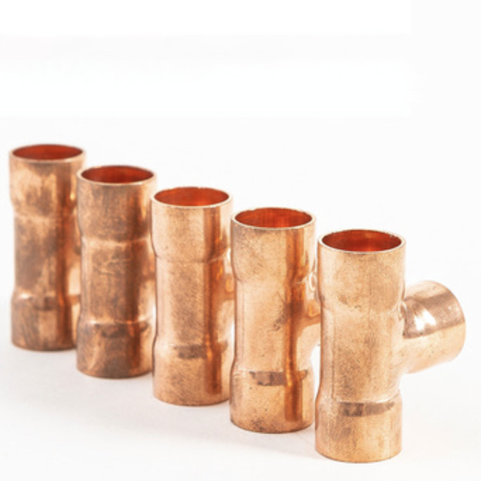 Forged Round Heat Copper Pipe Fittings Reducing Tee HVAC System